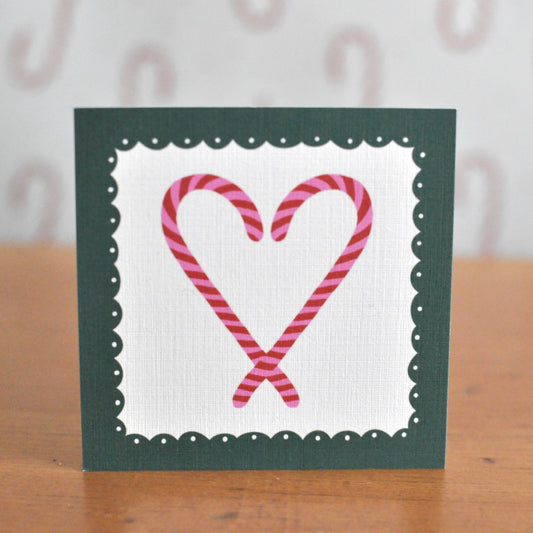 Candy Cane Heart gift cards - 2.75” square - set of 10